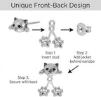 Cute Cat Paw Stud Earrings – Silver Kitten Climber Earrings