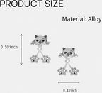 Cute Cat Paw Stud Earrings – Silver Kitten Climber Earrings