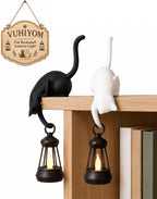 Cat Bookshelf Lantern Light , Hanging Shelf Decore Hook for Edge Display