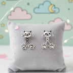 Cute Cat Paw Stud Earrings – Silver Kitten Climber Earrings