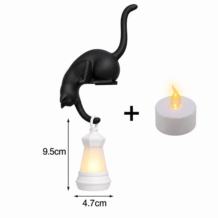 Cat Bookshelf Lantern Light , Hanging Shelf Decore Hook for Edge Display