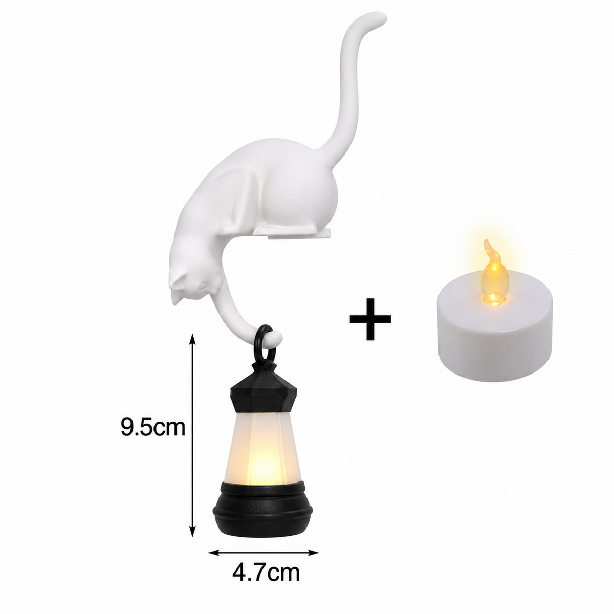 Cat Bookshelf Lantern Light , Hanging Shelf Decore Hook for Edge Display
