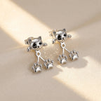 Cute Cat Paw Stud Earrings – Silver Kitten Climber Earrings