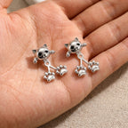 Cute Cat Paw Stud Earrings – Silver Kitten Climber Earrings