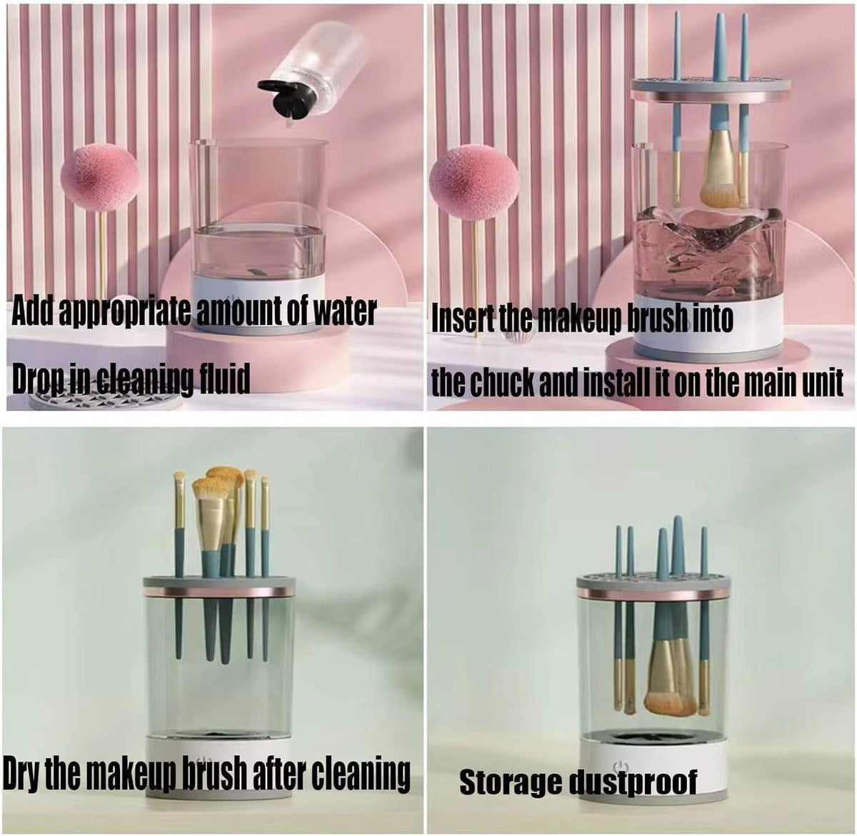 3 in 1 Automatic USB Household Electric Makeup Brush Cleaner Dryer Machine Portable Electric Makeup Brush Cleaner