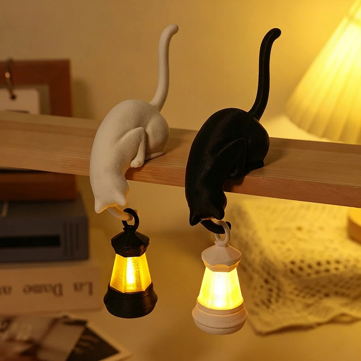 Cat Bookshelf Lantern Light , Hanging Shelf Decore Hook for Edge Display