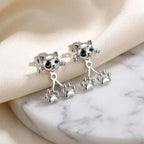Cute Cat Paw Stud Earrings – Silver Kitten Climber Earrings